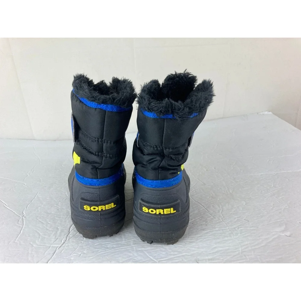 Sorel Snow Boots Litlle boy Sz 10 Black Blue Waterproof Insulated School Play